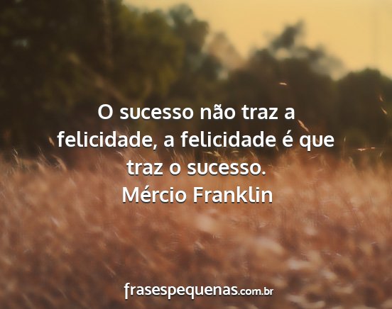 Mércio Franklin - O sucesso não traz a felicidade, a felicidade é...