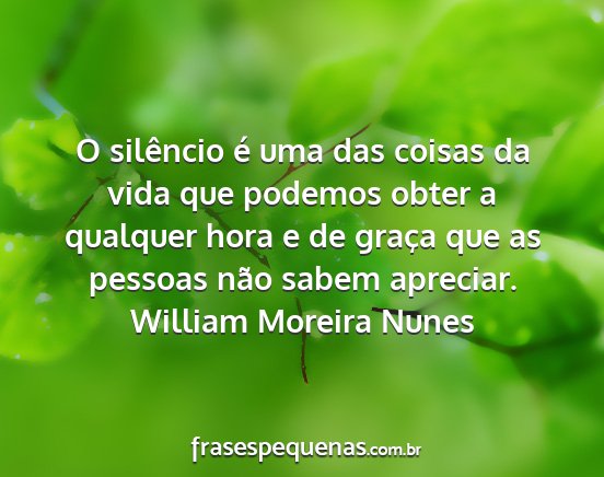 William Moreira Nunes - O silêncio é uma das coisas da vida que podemos...