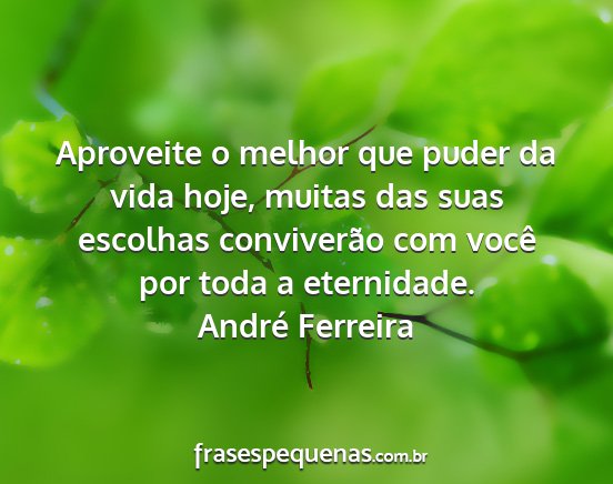 André Ferreira - Aproveite o melhor que puder da vida hoje, muitas...