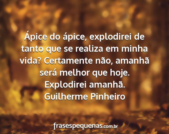 Guilherme Pinheiro - Ápice do ápice, explodirei de tanto que se...