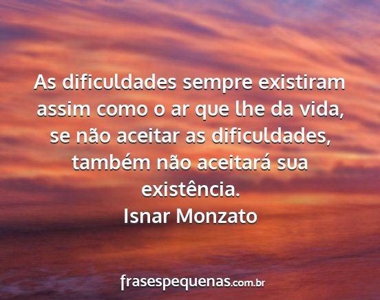 Isnar Monzato - As dificuldades sempre existiram assim como o ar...