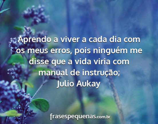 Julio Aukay - Aprendo a viver a cada dia com os meus erros,...