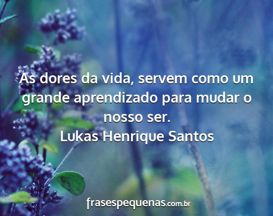 Lukas Henrique Santos - As dores da vida, servem como um grande...