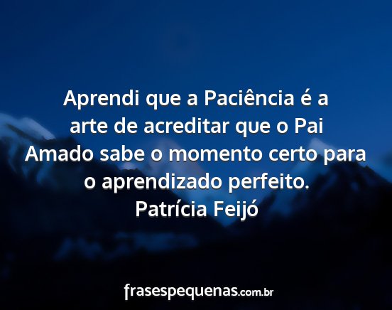 Patrícia Feijó - Aprendi que a Paciência é a arte de acreditar...