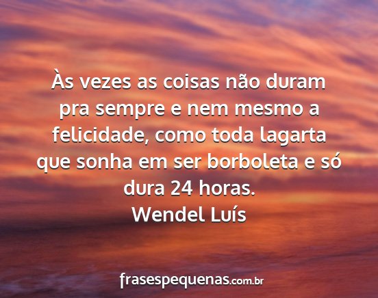 Wendel Luís - Às vezes as coisas não duram pra sempre e nem...