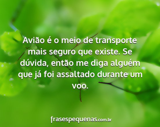 Avião é o meio de transporte mais seguro que...