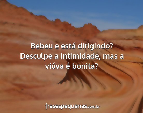 Bebeu e está dirigindo? Desculpe a intimidade,...