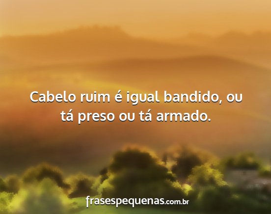 Cabelo ruim é igual bandido, ou tá preso ou tá...