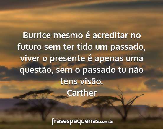 Carther - Burrice mesmo é acreditar no futuro sem ter tido...