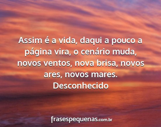 Desconhecido - Assim é a vida, daqui a pouco a página vira, o...