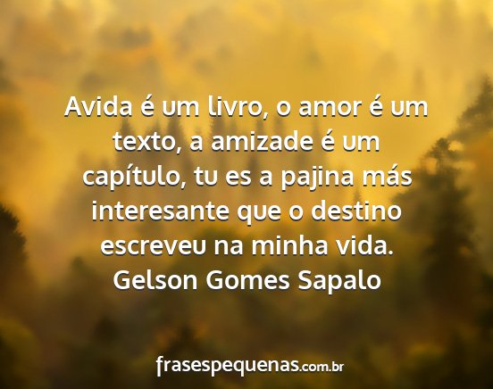 Gelson Gomes Sapalo - Avida é um livro, o amor é um texto, a amizade...