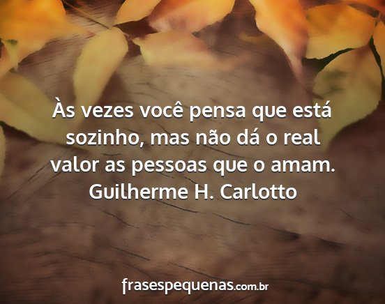 Guilherme H. Carlotto - Às vezes você pensa que está sozinho, mas não...
