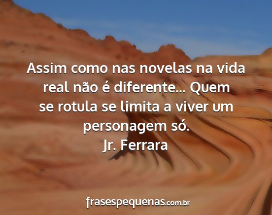 Jr. Ferrara - Assim como nas novelas na vida real não é...