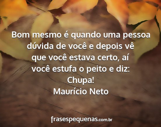 Maurício Neto - Bom mesmo é quando uma pessoa dúvida de você e...