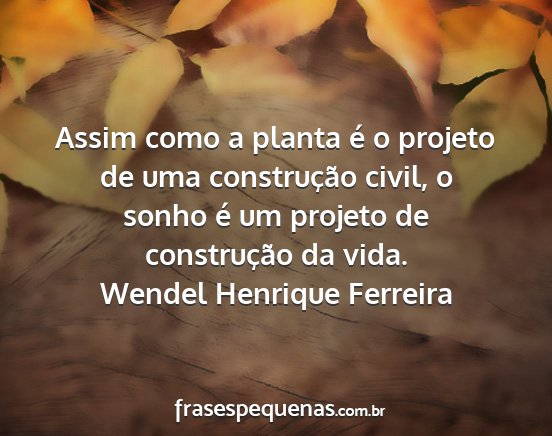 Wendel Henrique Ferreira - Assim como a planta é o projeto de uma...
