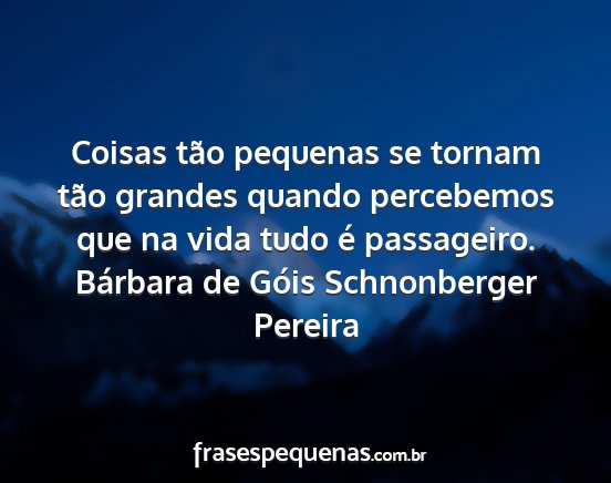 Bárbara de Góis Schnonberger Pereira - Coisas tão pequenas se tornam tão grandes...