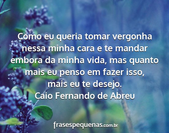 Caio Fernando de Abreu - Como eu queria tomar vergonha nessa minha cara e...