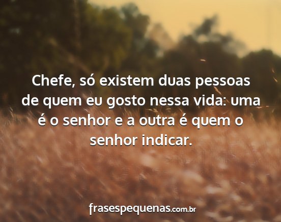 Chefe, só existem duas pessoas de quem eu gosto...