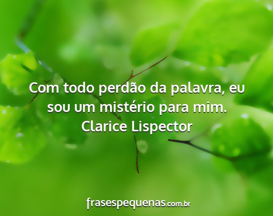 Clarice Lispector - Com todo perdão da palavra, eu sou um mistério...