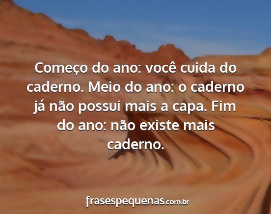 Começo do ano: você cuida do caderno. Meio do...