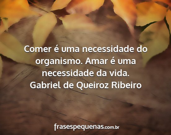 Gabriel de Queiroz Ribeiro - Comer é uma necessidade do organismo. Amar é...