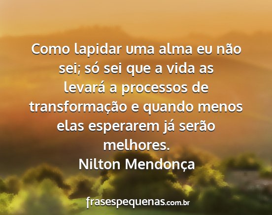 Nilton Mendonça - Como lapidar uma alma eu não sei; só sei que a...