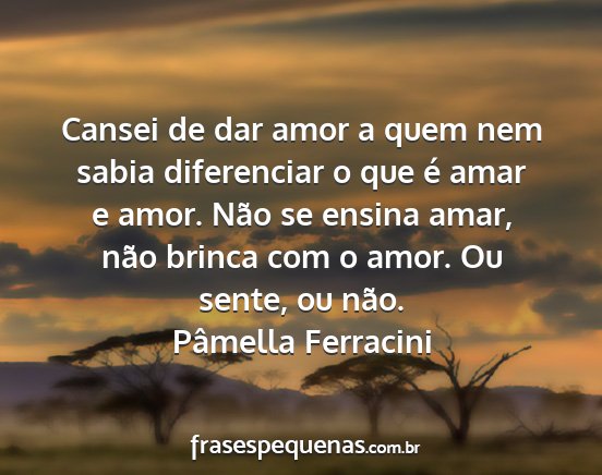 Pâmella Ferracini - Cansei de dar amor a quem nem sabia diferenciar o...