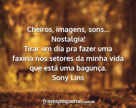 Sony Lins - Cheiros, imagens, sons... Nostalgia! Tirar um dia...