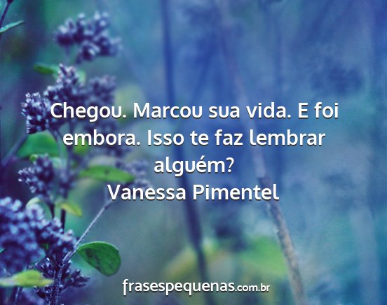 Vanessa Pimentel - Chegou. Marcou sua vida. E foi embora. Isso te...