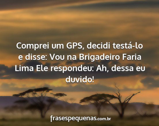 Comprei um GPS, decidi testá-lo e disse: Vou na...