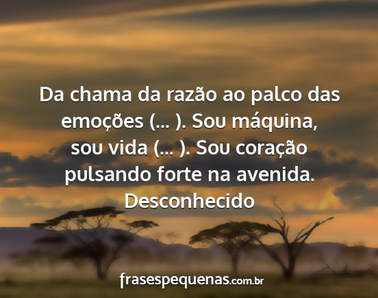 Desconhecido - Da chama da razão ao palco das emoções (... )....