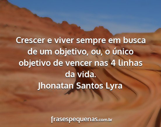 Jhonatan Santos Lyra - Crescer e viver sempre em busca de um objetivo,...