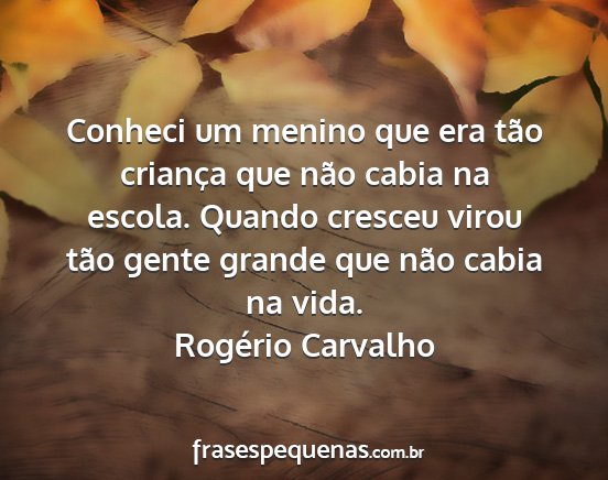 Rogério Carvalho - Conheci um menino que era tão criança que não...