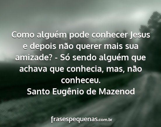 Santo Eugênio de Mazenod - Como alguém pode conhecer Jesus e depois não...