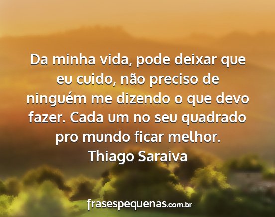Thiago Saraiva - Da minha vida, pode deixar que eu cuido, não...