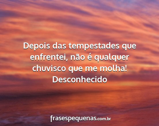 Desconhecido - Depois das tempestades que enfrentei, não é...