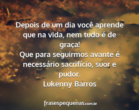 Lukenny Barros - Depois de um dia você aprende que na vida, nem...