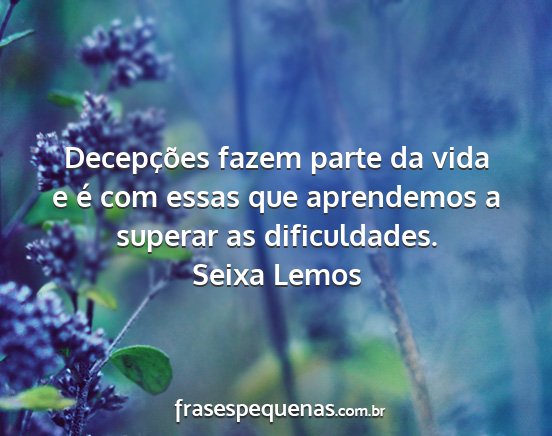 Seixa Lemos - Decepções fazem parte da vida e é com essas...