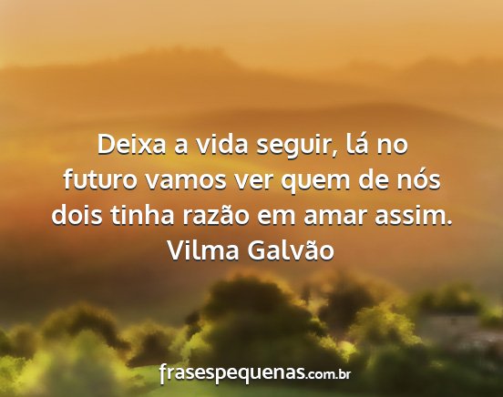 Vilma Galvão - Deixa a vida seguir, lá no futuro vamos ver quem...