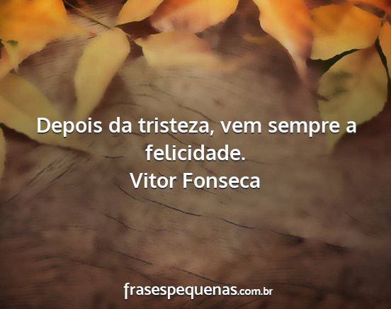 Vitor Fonseca - Depois da tristeza, vem sempre a felicidade....
