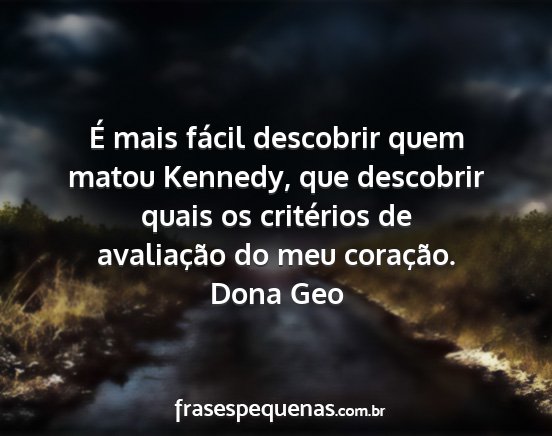 Dona Geo - É mais fácil descobrir quem matou Kennedy, que...