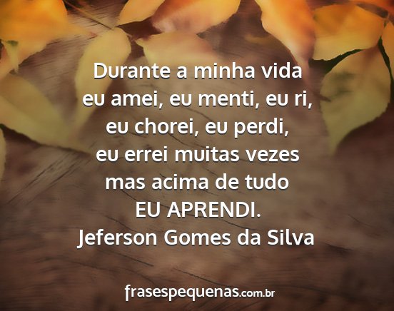 Jeferson Gomes da Silva - Durante a minha vida eu amei, eu menti, eu ri, eu...