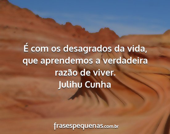 Julihu Cunha - É com os desagrados da vida, que aprendemos a...