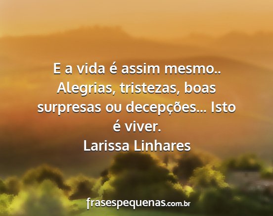 Larissa Linhares - E a vida é assim mesmo.. Alegrias, tristezas,...
