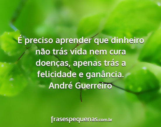 André Guerreiro - É preciso aprender que dinheiro não trás vida...