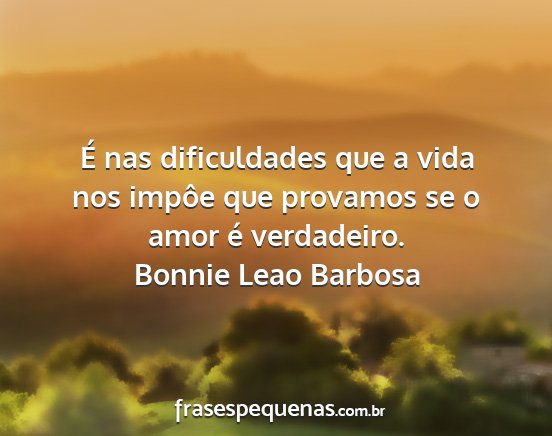 Bonnie Leao Barbosa - É nas dificuldades que a vida nos impôe que...