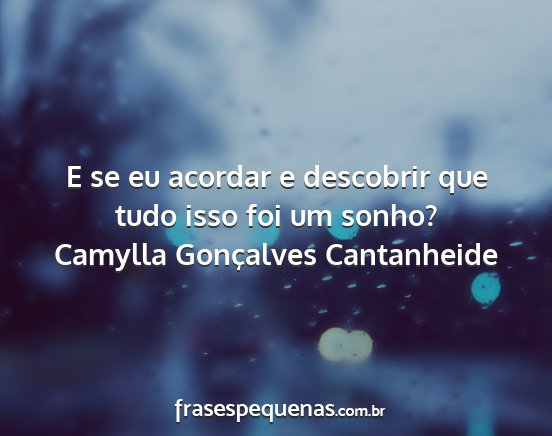 Camylla Gonçalves Cantanheide - E se eu acordar e descobrir que tudo isso foi um...