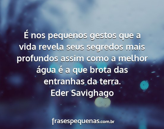 Eder Savighago - É nos pequenos gestos que a vida revela seus...