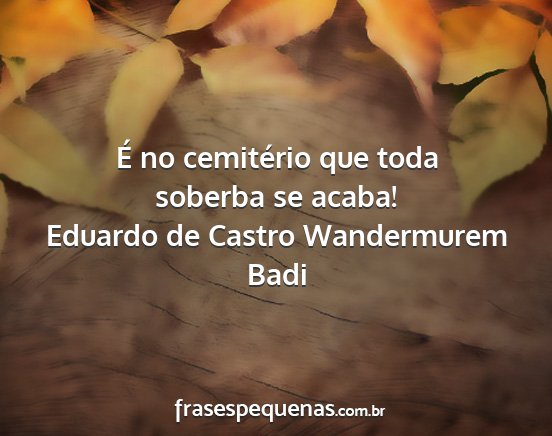 Eduardo de Castro Wandermurem Badi - É no cemitério que toda soberba se acaba!...