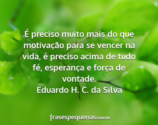 Eduardo H. C. da Silva - É preciso muito mais do que motivação para se...